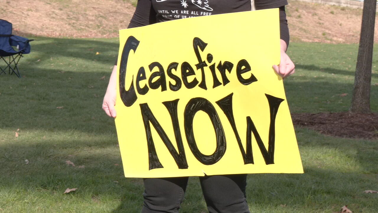People in Louisville gather at Waterfront Park to call for Gaza ceasefire